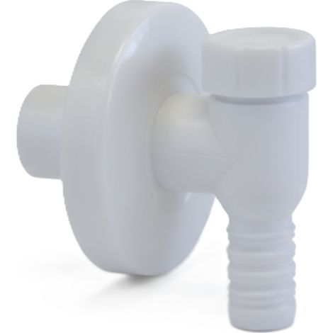 Valvola lavatrice esterna Ø32 mm in pp con molla antiritorno e rosetta bianca bampi si818012