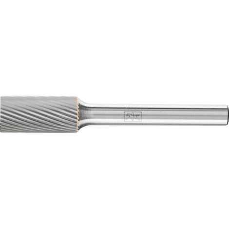 Fraise sur tige de 6 mm, en carbure, forme cylindrique ZYA, denture 5, Forme : ZYA 1020, Ø de la tête 10 mm, Long. de tête 20 mm, Long. totale : 60 mm (1/4)