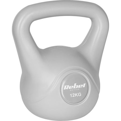 Kettlebell gris de 12 kg, poids pour exercices abdominaux. (1/3)