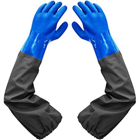 Gants longs en caoutchouc, gants longs imperméables et gants imperméables ultra-résistants pour la protection contre les agents nocifs et acides - Jnnjv