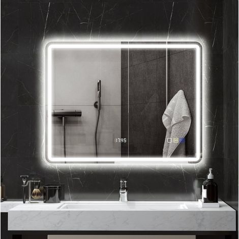LED-Badezimmerspiegel 90 x 70 cm, Bluetooth, beschlagfrei, 3 Farben, HAVRYA (1/4)