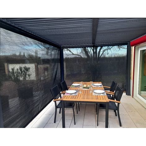 Pergola Bioclimatica in Alluminio 360x300 cm con 2 Teli Laterali Grigi (1/5)