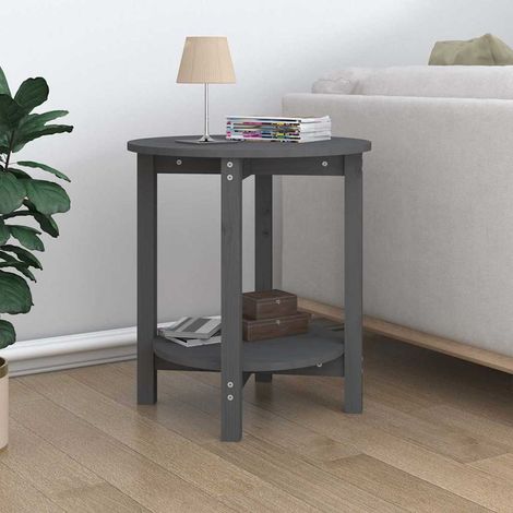 vidaXL Coffee Table Grey 脴 55x60 cm Solid Wood Pine (1/5)