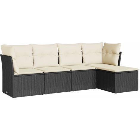 Maison Exclusive - Set Divani da Giardino 5 pz con Cuscini in Polyrattan Nero (1/3)