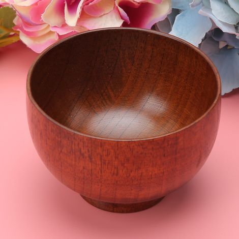 Petit bol en bois pour salade de fruits, nouilles et riz, récipient pour soupe et aliments. Vaisselle de cuisine. (1/5)