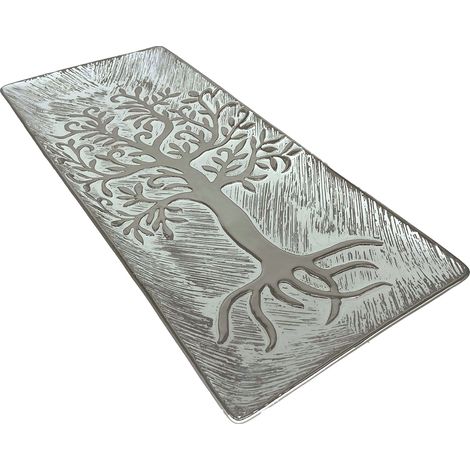 Signes Grimalt Bandeja Decoracion  Bandeja Árbol Vida Jarrones Y Portavelas Blanco 19x41x3cm 31320