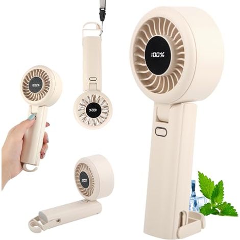 Ventilador portátil, mini ventilador de mano USB con pantalla LED, mini ventilador portátil para oficina y exteriores. (1/5)