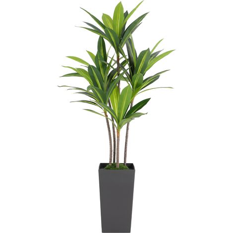 Plante artificielle dracaena de sol 152 cm, grande fausse plante décoratif avec pot gris, pour salon, bureau, jardin, décoration intérieure (1/5)