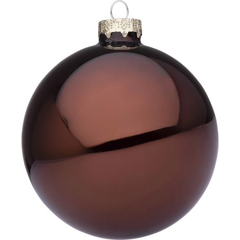 Sfera natalizia Bizzotto vetro marrone tronco Ø10 cm