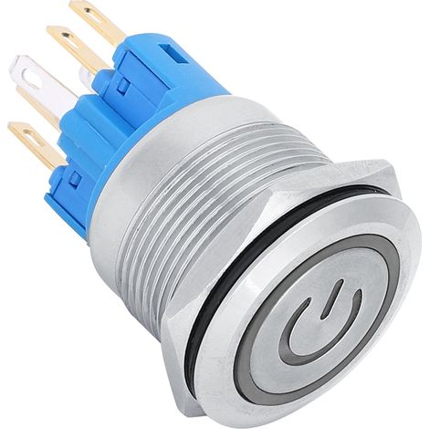 boutons-poussoirs en acier inoxydable 6 broches, 22 mm, 3-6 V CC, avec bouton de réinitialisation et étiquette, blancs (1/5)