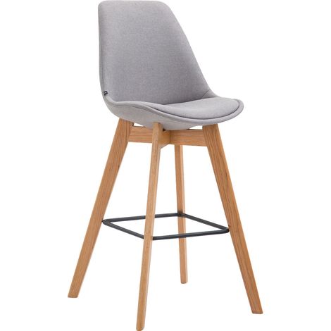Taburete de bar estilo escandinavo x1 con asiento de tela gris y estructura de madera natural 100005718 (1/4)