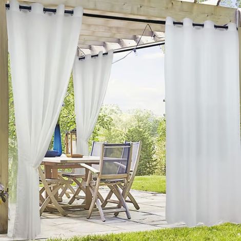 Moustiquaire imperméable pour fenêtre, terrasse ou pavillon extérieur - Rideau moustiquaire transparent d'extérieur - 132 x 213 cm, blanc, 1 pièce (1/5)