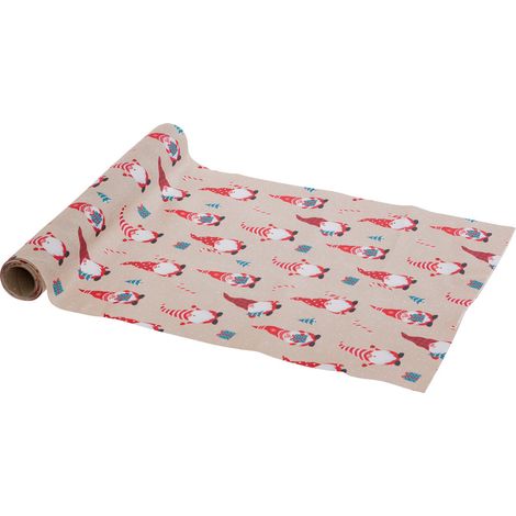 Chemin de table Tissu Beige avec Gnomes Rouge 28 x 300 cm - Feeric Christmas (1/2)