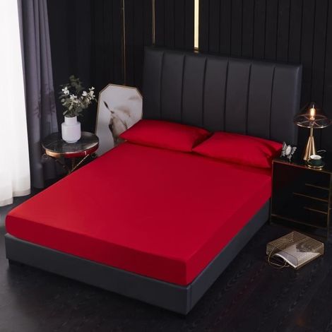 Protège matelas 90x200-30cm Alèse Imperméable et Micro Respirante Souple et SilencieuxRouge (1/3)