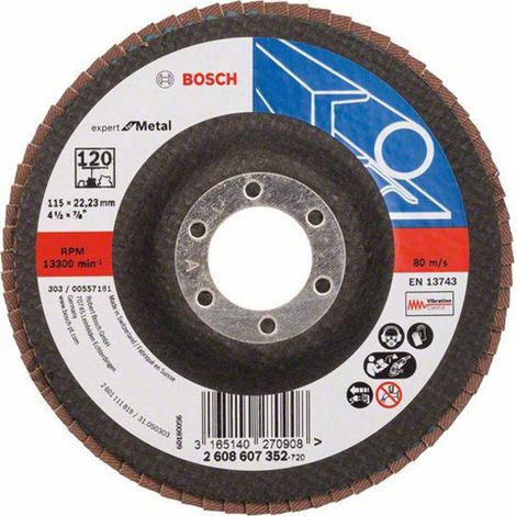 Bosch Fächerschleifscheibe Expert for Metal 115 22,23 120 gerade Glasgewebeteller - 2608607352 (1/5)