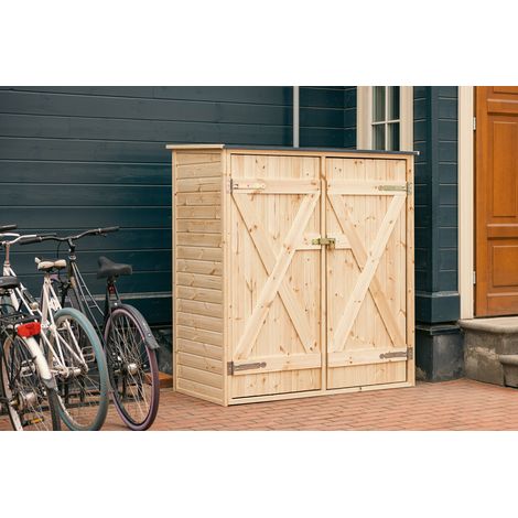 Upyard Abri de Jardin en Bois Naturel - Cabine de Rangement Extérieur - Cabane à Outils avec Système D'étagères 149x78x164 cm, Naturel (1/8)