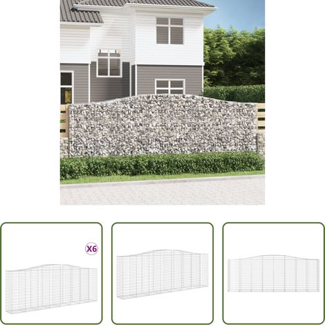 Schalldämmung -  Gabionen mit Hochbogen 6 Stk. 400x50x140/160cm Verzinktes Eisen (1/5)