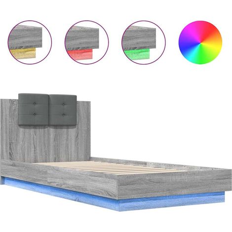 Maison Exclusive - Estructura de cama cabecero luces LED gris Son (1/5)