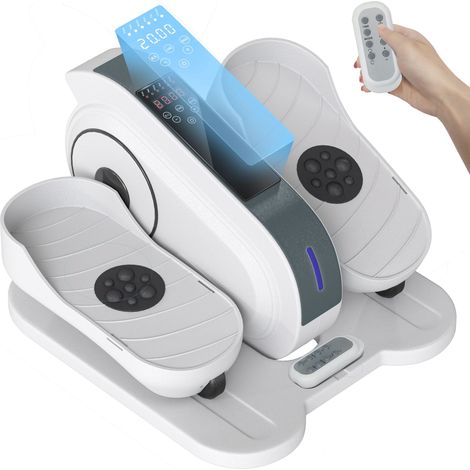Beyamis Sitzender Pedaltrainer, Mini-Ellipsentrainer mit LCD-Monitor, Fernbedienung, 10 einstellbaren Geschwindigkeitsstufen, weiß