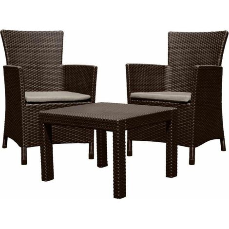 Set terasový Allibert ROSARIO, brown/warm taupe, stôl, 2x kreslo