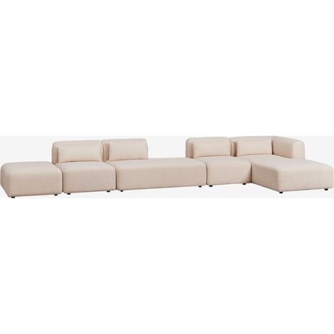 Divano componibile chaise longue angolare destro in 4 pezzi con chaise e puff Fogler SKLUM            