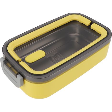 Isolierte, auslaufsichere Bento-Box aus Edelstahl 304, gelb, für Schüler, Schule, Büro (1/5)