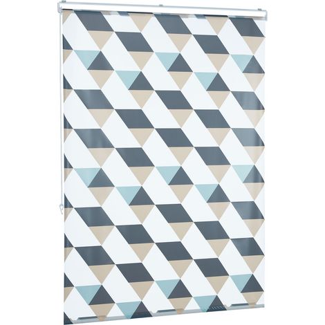 Estor para bañera enrollable impermeable moderno diseño geométrico 100 x 240 cm de PVC gris 130009214 (1/5)
