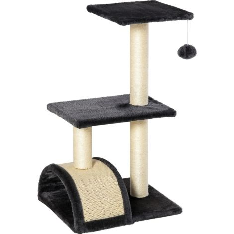 72cm Black Cat Tree with Scratching Post and Cozy Pad Ideal for Indoor Cats (1/5)