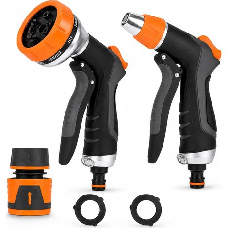 2PCS Pistolet d'Arrosage, 2 Modes d'Arrosage, Modèles Réglables, Pulvérisateur Multifonctionnel Avec Débit D'eau Contrôlable, Lavage de Voiture, Vettoyage de Cour (1/5)