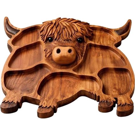 Tablas de madera para embutidos, tabla de madera con forma de vaca Tabla de quesos y embutidos estilo rústico - para quesos, aperitivos, frutas, carnes, fiestas, banquetes, reuniones familiares, entr (1/5)
