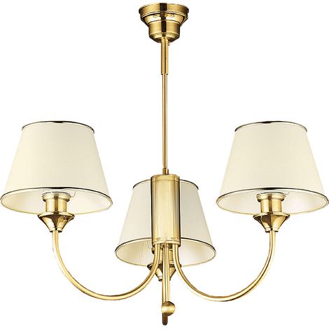 Lampadario classico ottone satinato ecrù 3xE27 Jupiter