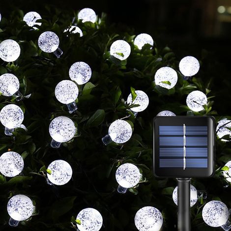 Guirlande Lumineuse Solaire - 20 Ampoules LED - 5 M - Pour Jardin Extérieur Terrasse Balcon - Avec Panneau Solaire et Support (1/5)