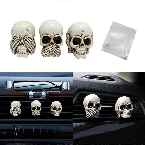 Ensemble de crânes en résine, petits crânes pour décoration d'Halloween, clip pour parfum de voiture (1/4)