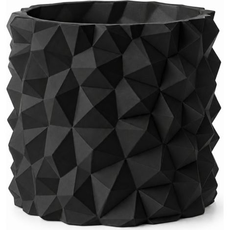 Pot de fleurs noir moderne pour plantes, effet pierre, minimaliste (1/3)