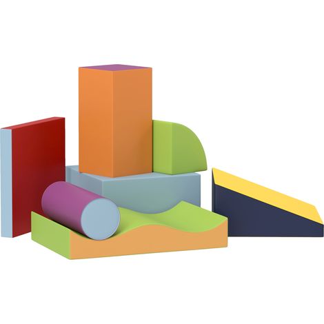 parcours ludique éveil préscolaire, Ensemble 7 modules motricité bébé multicolores en mousse EPE souple (1/5)