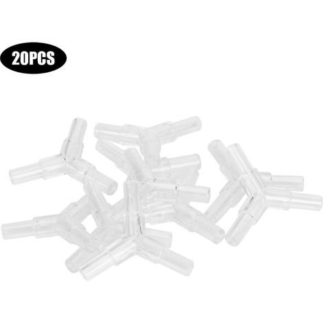Raccord en T pour aquarium en acrylique transparent – 20 pièces, diamètre 4 mm (1/5)