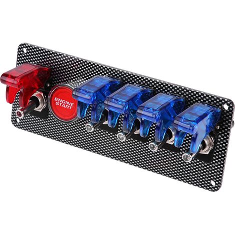 Kit de commande de démarrage moteur 6 en 1 pour voiture de course (panneau de commande d'allumage, bouton 12 V) (1/5)