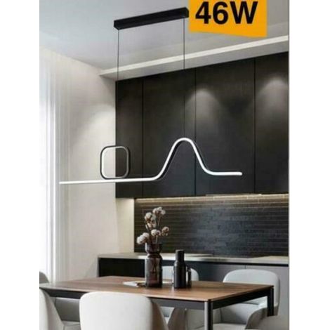 TrAdE Shop Traesio - Lampadario Led A Sospensione Soffitto 46 Watt Moderno Nero Luce 6500k 4000k B57 - -Bianco Freddo -