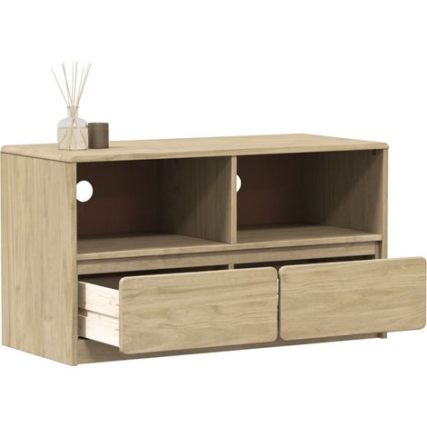 Mueble de TV SAUDA madera maciza pino color roble 99x43x55 cm vidaXL (1/5)