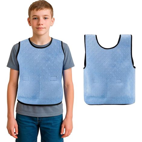 Gilet de compression lesté pour enfants âgés de 2 à 14 ans - Aide les enfants atteints de surstimulation, de troubles SI (bleu, L : convient pour 10+) (1/5)