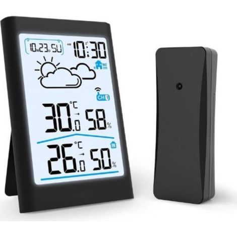 Station Météo - Thermomètre Hygromètre Baromètre - Écran Rétro-Éclairé - Usage Intérieur Extérieur - 1 Pièce (1/4)
