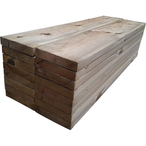 Pack 16 Lames terrasse bois autoclave 80 x 14,5 x 2,7 cm (Long.x larg. x épaisseur) 1 côté lisse / 1 rainuré