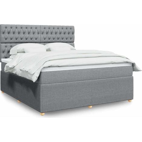 Boxspringbett mit Matratze Hellgrau 180x200 cm Stoff (1/5)