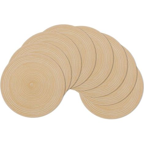 Manteles individuales, juego de 6, color caqui, redondos, trenzados, lavables, resistentes al calor, para mesa de comedor - Crezuo