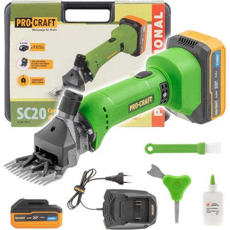 Cortadora de ovejas a batería Procraft SC20 20 V 76 mm + 1 batería 4,0 Ah + cargador + maletín