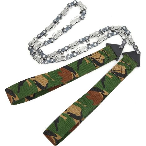 Mini scie à chaîne portable d'extérieur 33 dents pour la survie, le bûcheronnage et le camping, idéale pour le camouflage.