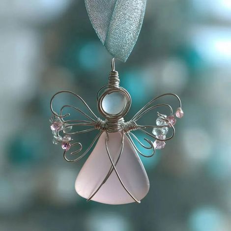 Ornement En Verre De Mer - Suspension À Fil Métallique En Forme D'Aile - Décoration Murale Et Arbre De Noël - 1 Pièce (1/5)