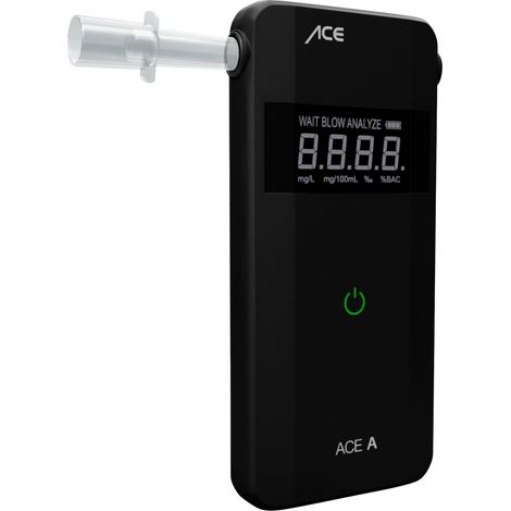 ACE A Alkoholtester Schwarz 0 bis 4 ‰ Verschiedene Einheiten anzeigbar, Alarm, inkl. Display, Countd