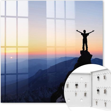 Armoire à clés - (30 cm x 30 cm) - Boîte à clés murale - Coffret de rangement pour clés - Couleur blanche - Ouverture vers la droite - Pour maison et bureau - Le triomphe de la nature