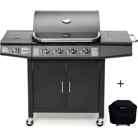CosmoGrill 4+1 Pro Gas BBQ Barbecue Grill Inc. Side Burner- 93411 with cover